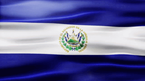 El Salvador flag with blue-white-blue stripes and the national coat of arms centered