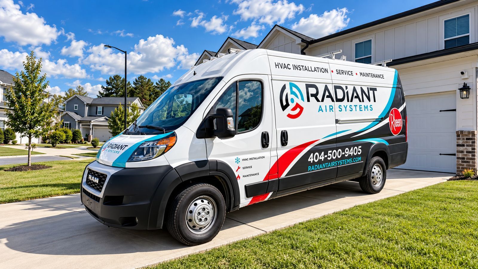 Radiant Air Systems service van parked in a customer's driveway