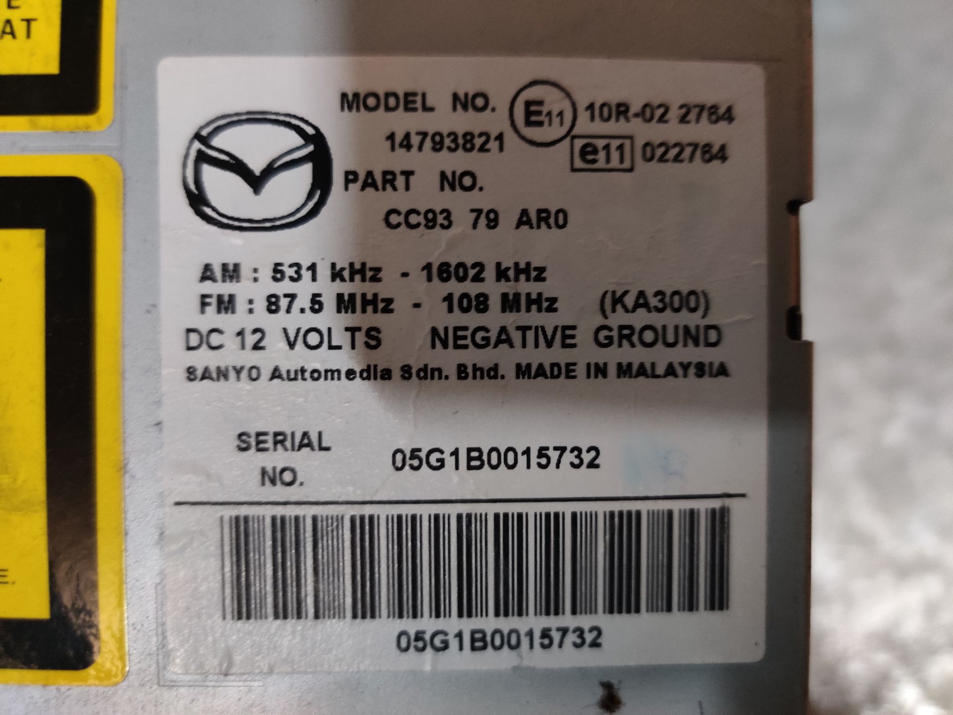 Mazda 5 radio CD speler unit (2006).