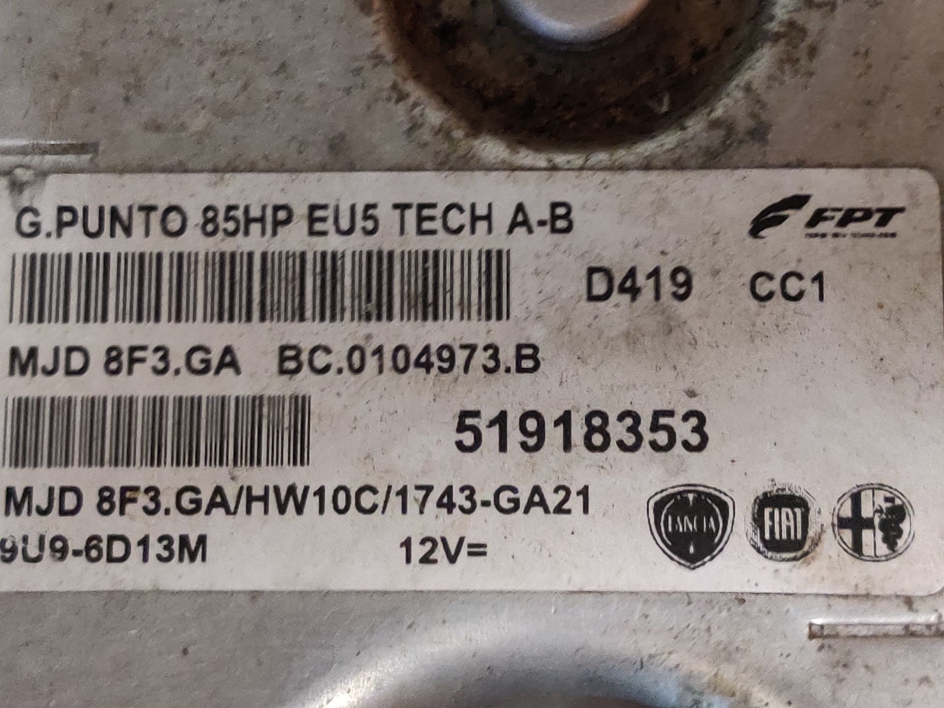 Fiat Punto, Grande Punto en Punto Evo Engine Control Unit (2011-1018).