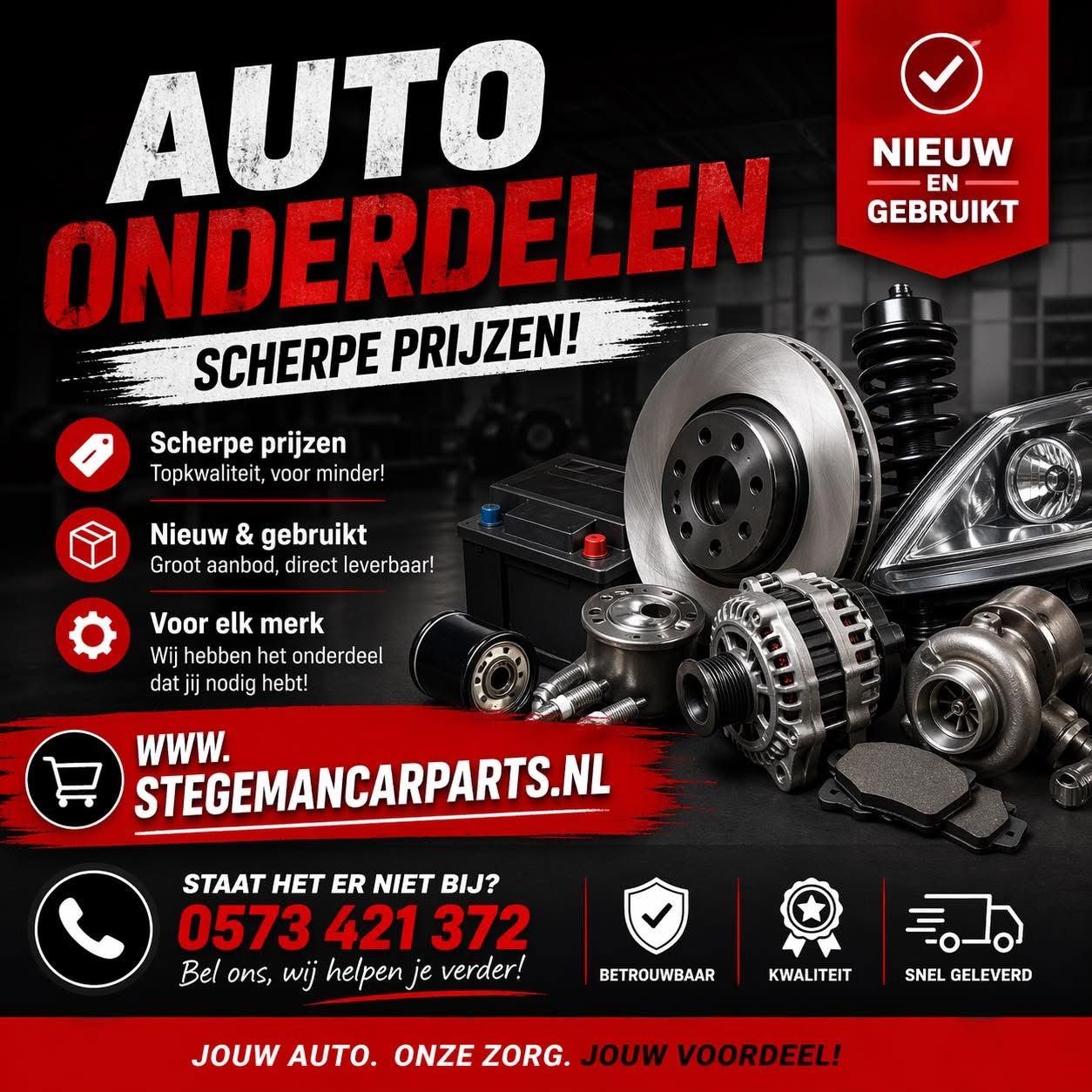 Stegeman Car Parts in Exel, meer dan 100.000 artikelen op voorraad.