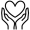 Hands cupping a heart.