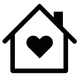House outline with heart inside.