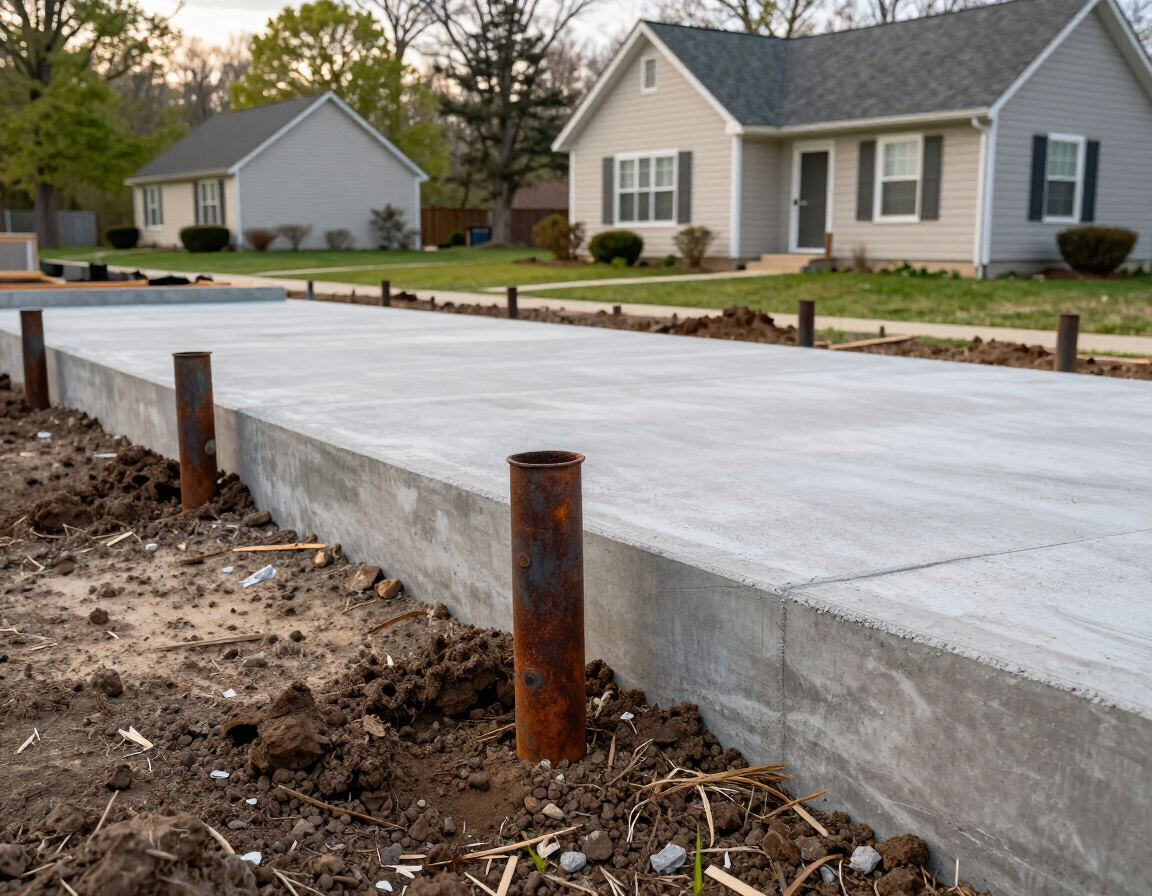 Push pier installation in Spring Hill neighborhood