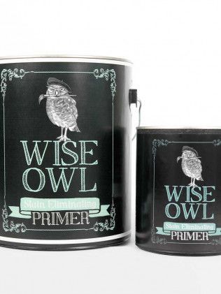 Two cans of wise owl paint are sitting next to each other on a white surface.