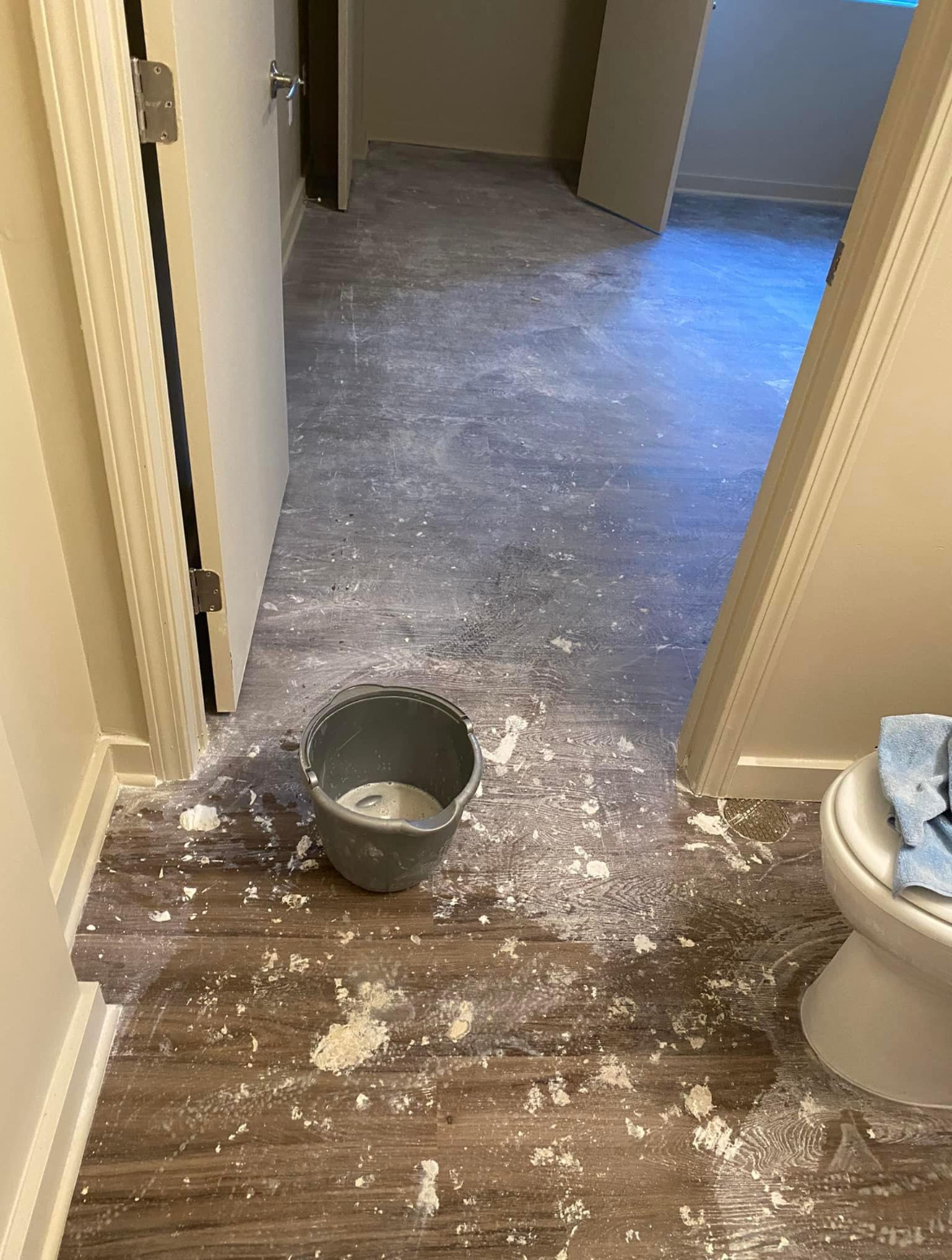 A Bathroom With A Bucket Of Paint — Summerville, SC — A Step Above N Beyond Cleaning Service Ltd. Co.