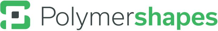 Polymershapes green logo with stylized “P” icon and wordmark