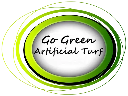 Go Green Artificial Turf logo with green oval rings and black text on white background