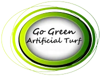 Go Green Artificial Turf logo with green oval rings and black text on white background