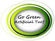 Go Green Artificial Turf logo with green oval rings and black text on white background
