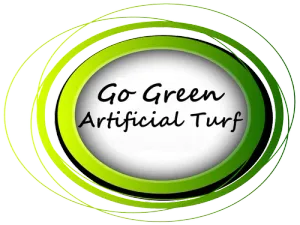 Go Green Artificial Turf logo with green oval rings and black text on white background