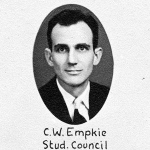 A black and white photo of a man named c.w. empkie stud council