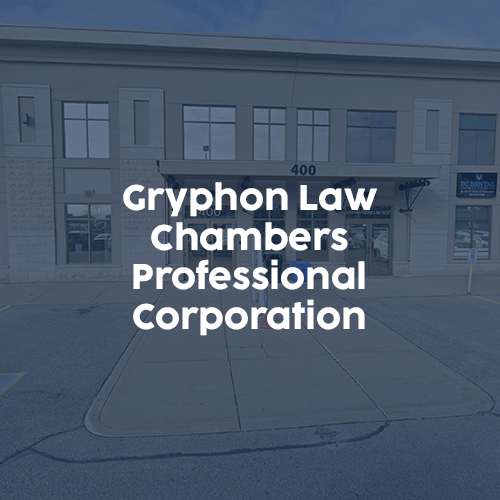 Exterior of Gryphon Law Chambers Professional Corporation, located at building number 400.