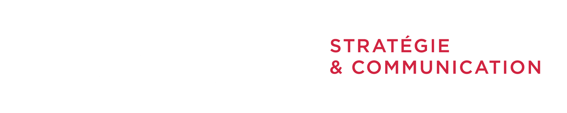 Logo rouge avec la mention « Stratégie & Communication » sur fond blanc