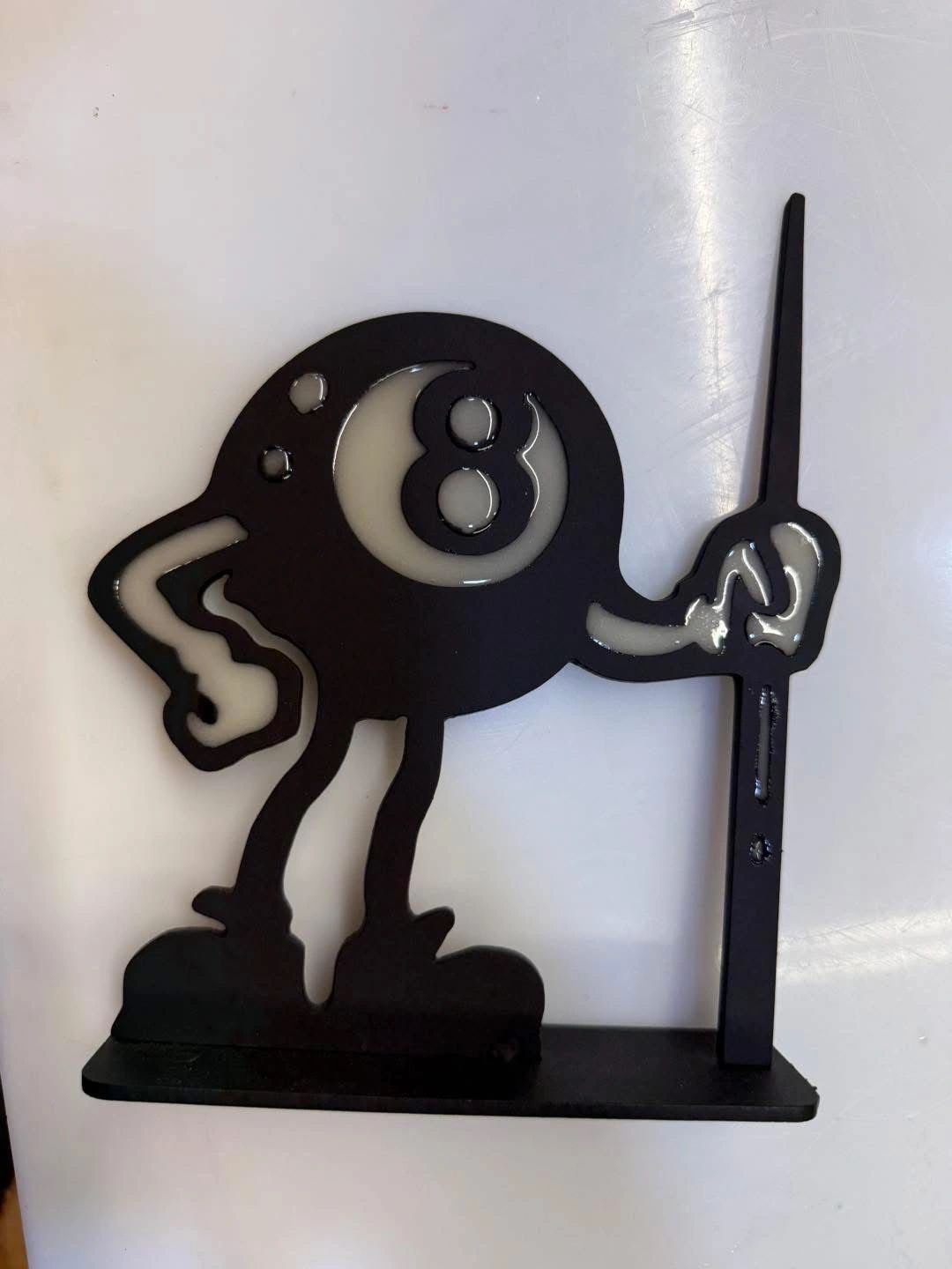 8 Ball steel resin art glow in the dark