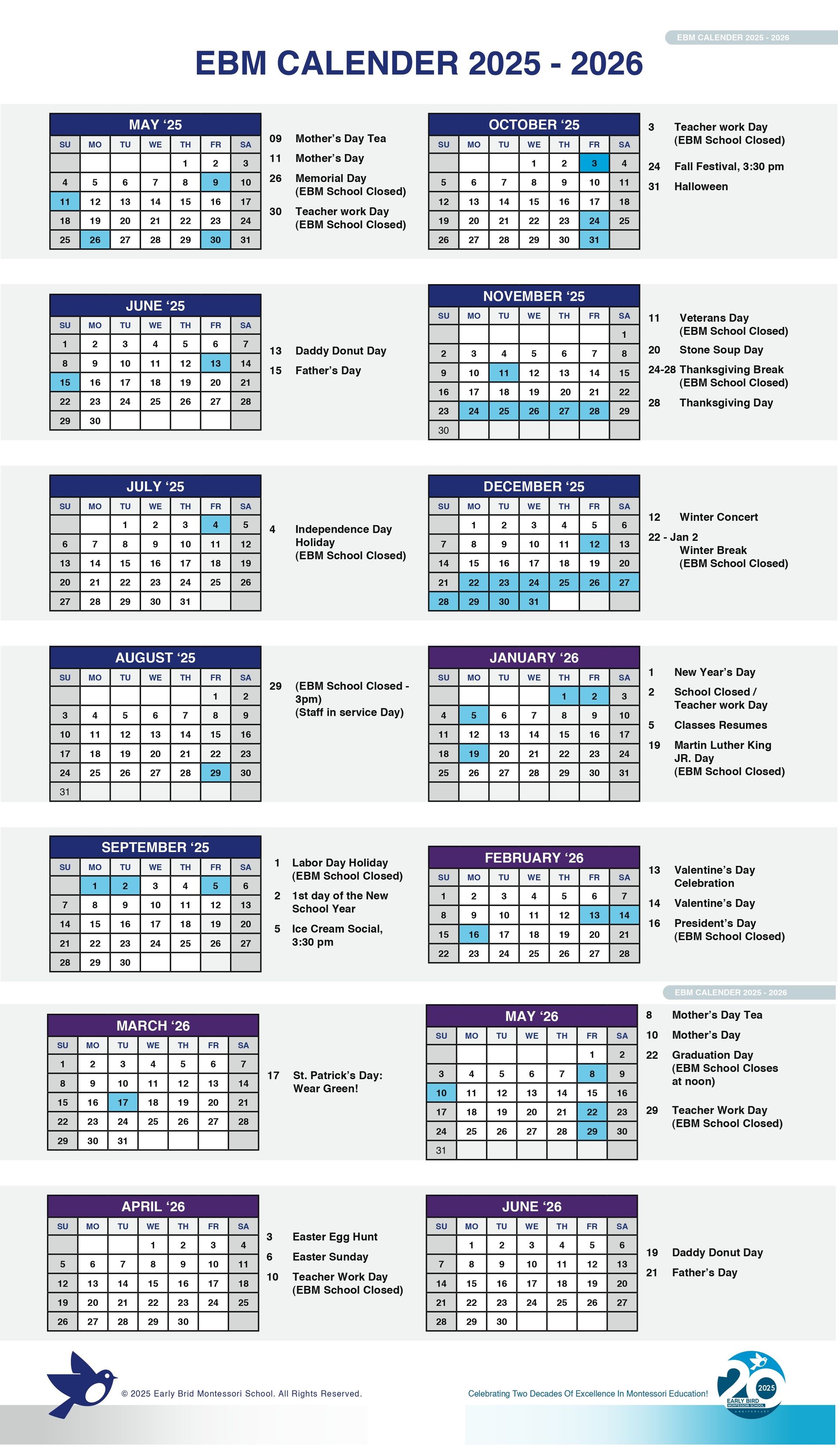 2025-2026 school calendar