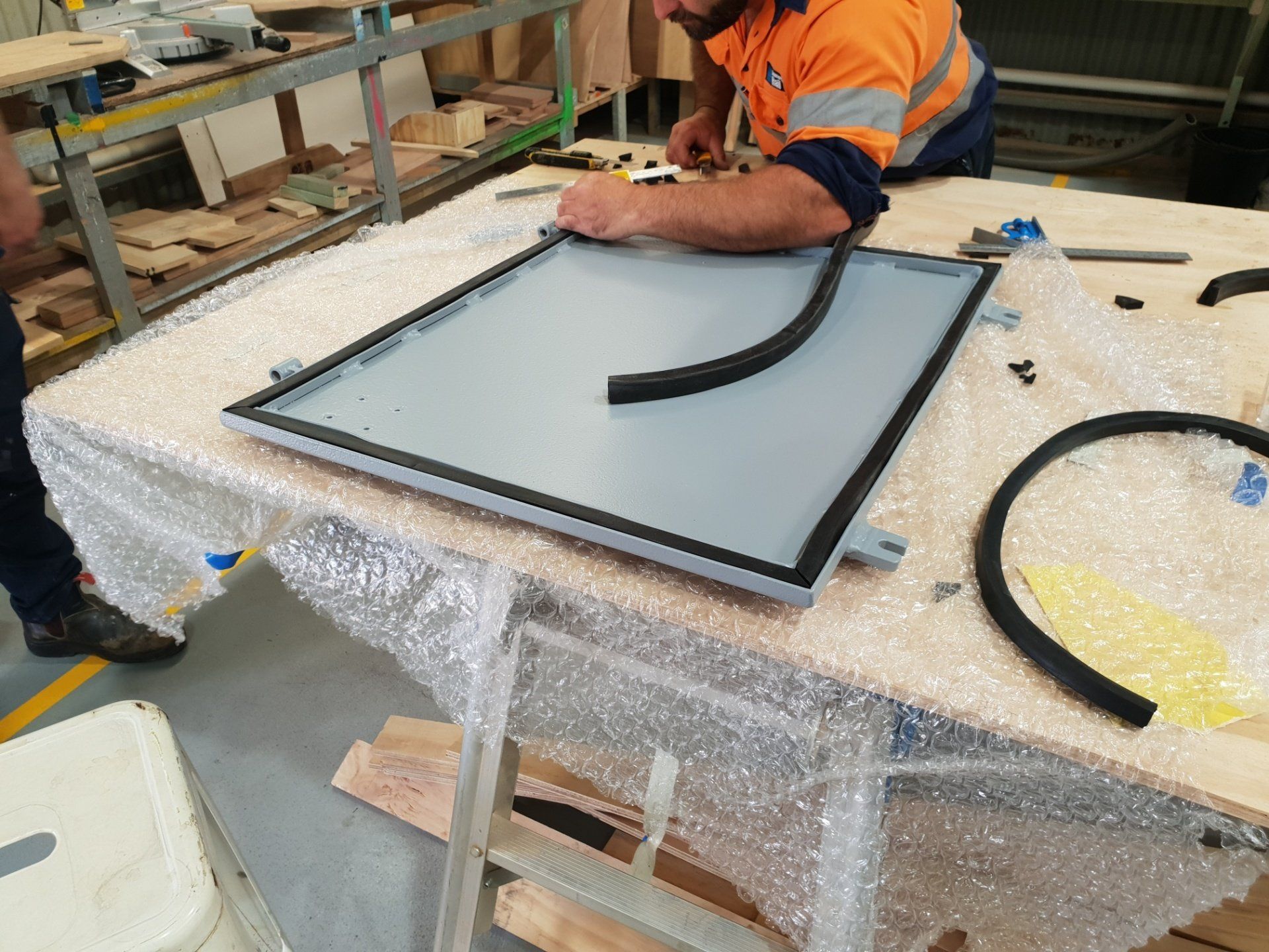 Adding Rubbers to a Piece of Metal — Newcastle, NSW — Channel Shipwright Services