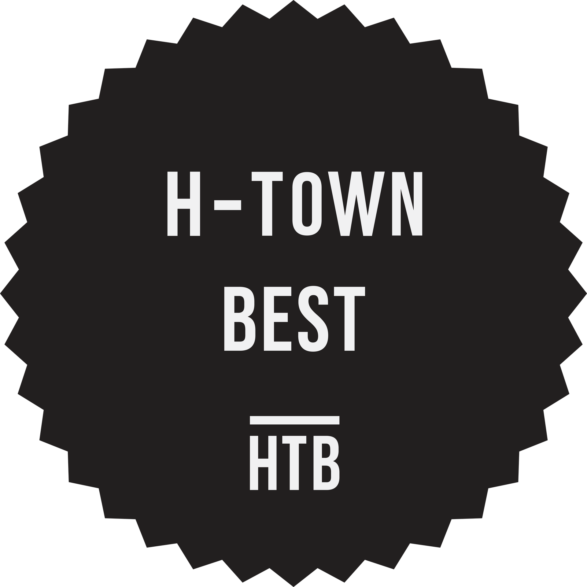 Black seal, white text: H-TOWN BEST, with 