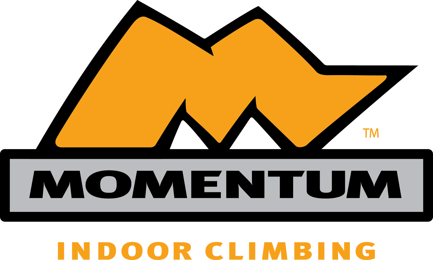 Logo for Momentum Indoor Climbing. Orange