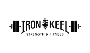Iron Keel Strength & Fitness logo with barbell, ship's keel, and text