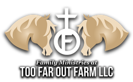 Visit the TFO Family Ministries at Too Far Out Farm website Logo with tan lambs, a white cross, and “Family Ministries at TOO FAR OUT FARM LLC” text on black
