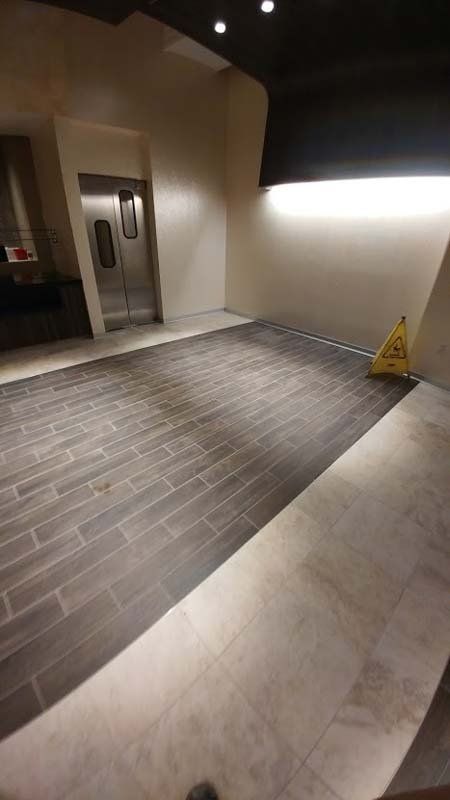 A commercial flooring installation in Dearborn, MI by Dream Builders Contracting 