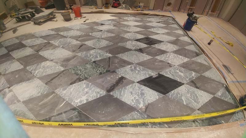 A commercial flooring installation in Dearborn, MI - Dream Builders Contracting hard at work