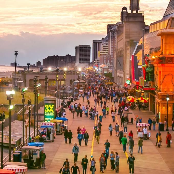 An aerial view of Atlantic City Boardwalk