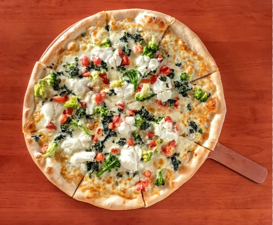 Photo of a pizza on a table