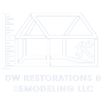 A blue logo for DW Restorations & Remodeling LLC A blue logo for DW Restorations & Remodeling LLC