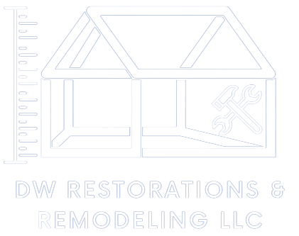 A blue logo for DW Restorations & Remodeling LLC
