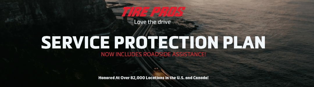 Service Protection Plan banner with a dark background. The top has red text, the bottom text in white.