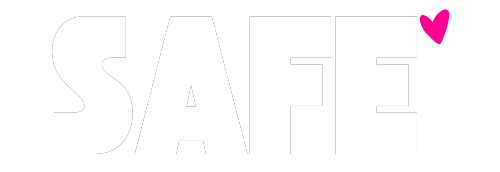 The word safe with a pink heart in the top right.