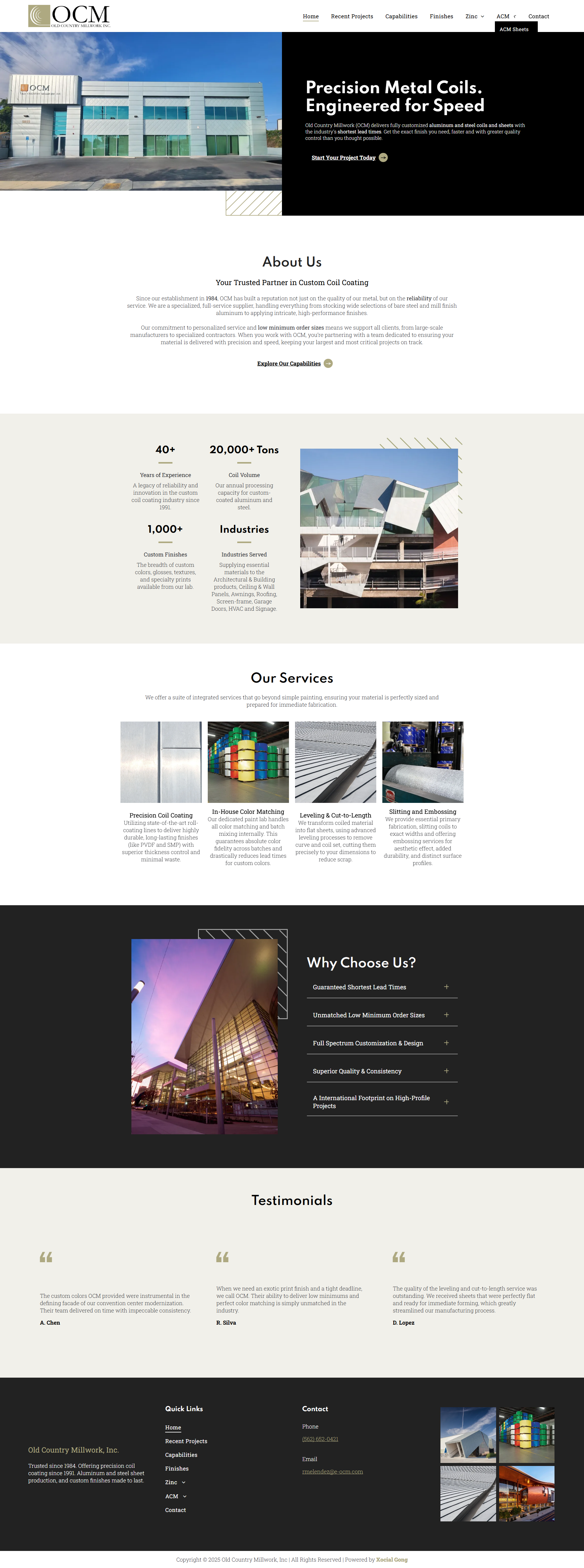 A white webpage featuring an image of the front of an industrial manufacturing building, along with property photos and booking details.
