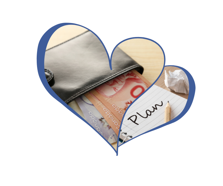 Wallet with cash and notepad with