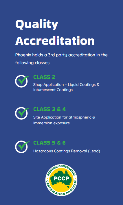 Quality Accreditation Graphic Listing Classes 2 — Phoenix Protective & Marine Coating Specialists in Woree, QLD