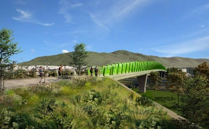 Green Bridge Over a Grassy Area, People Walking — Phoenix Protective & Marine Coating Specialists in Woree, QLD
