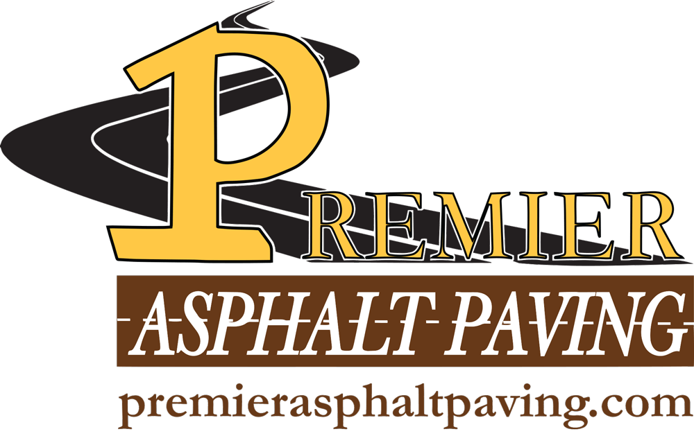 A logo for premier asphalt paving is shown on a white background