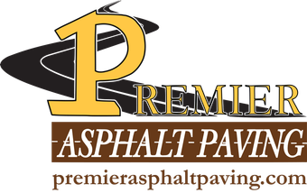 A logo for premier asphalt paving is shown on a white background