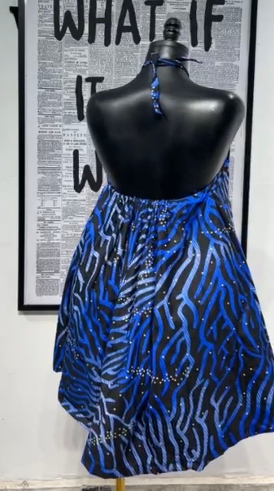Open Back mini Dress Blue Floral