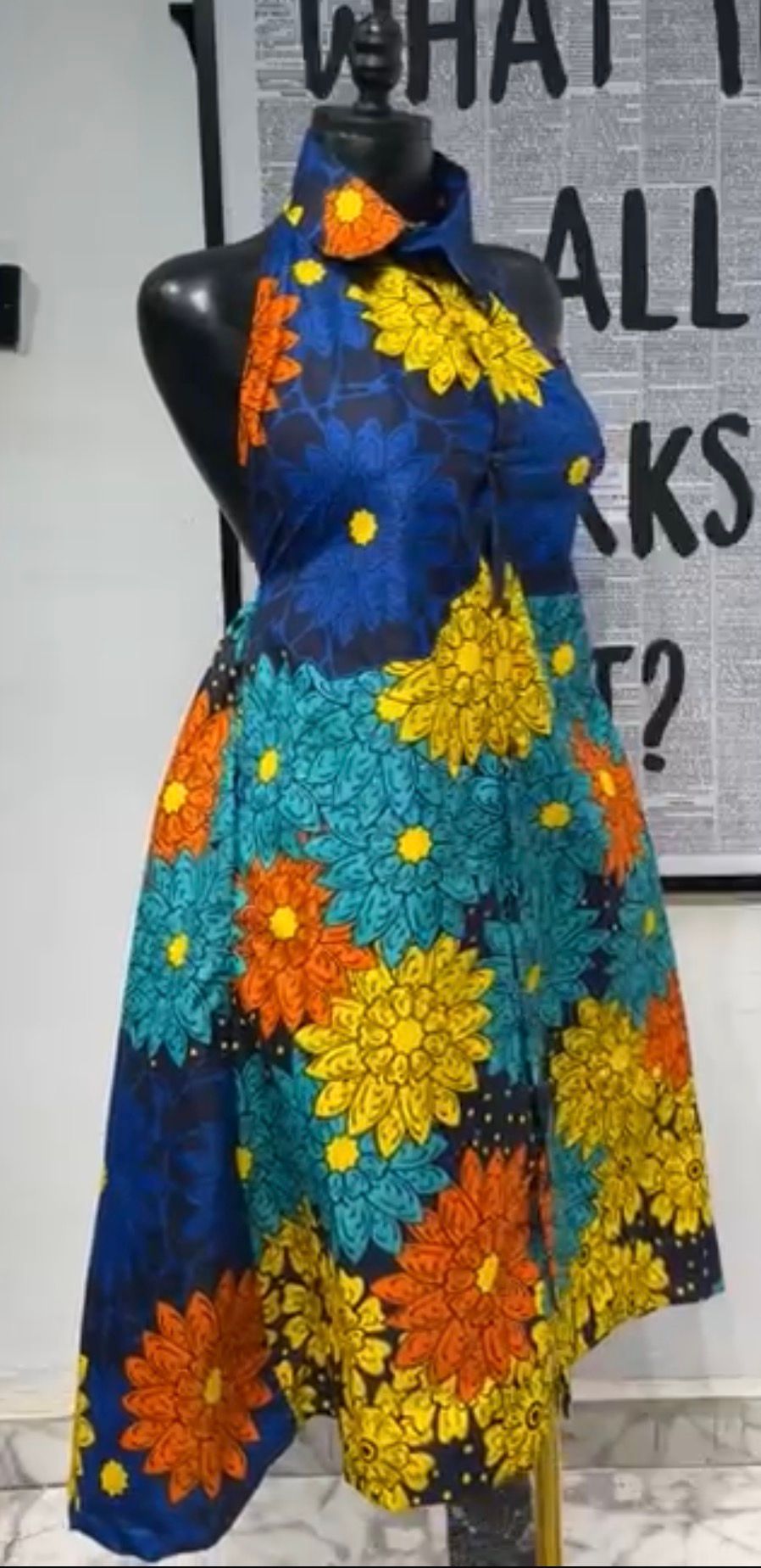 Open Back mini Dress Yellow Floral