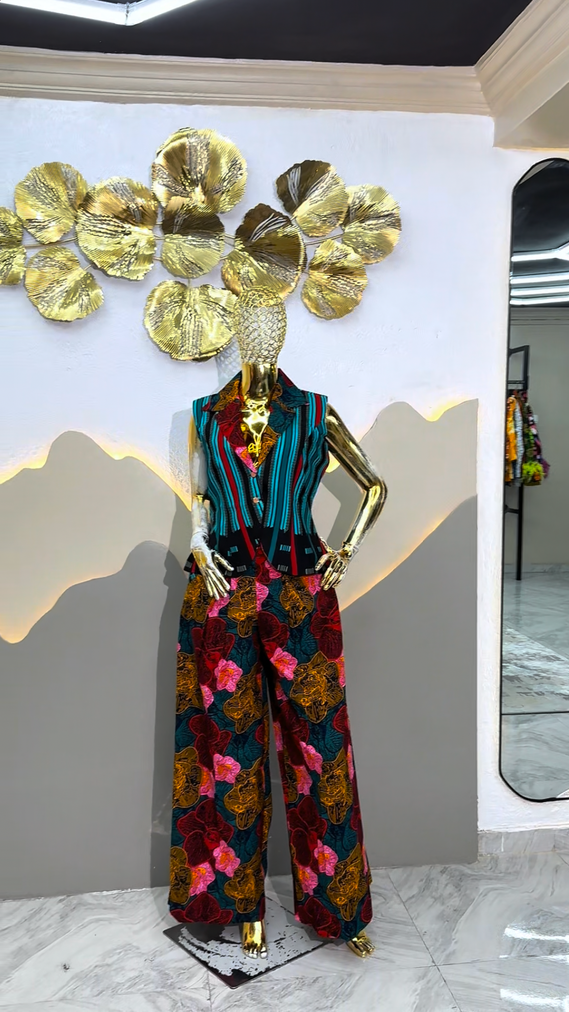 Floral Vest & Wide-Leg Pants Set
