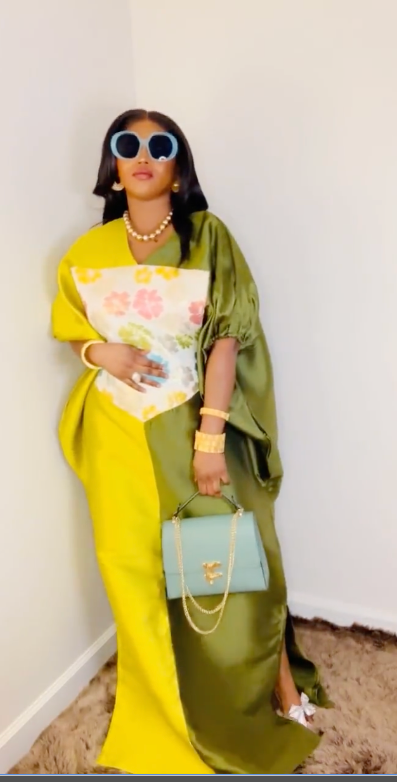 Rich Auntie Vibe Luxury Green Dress