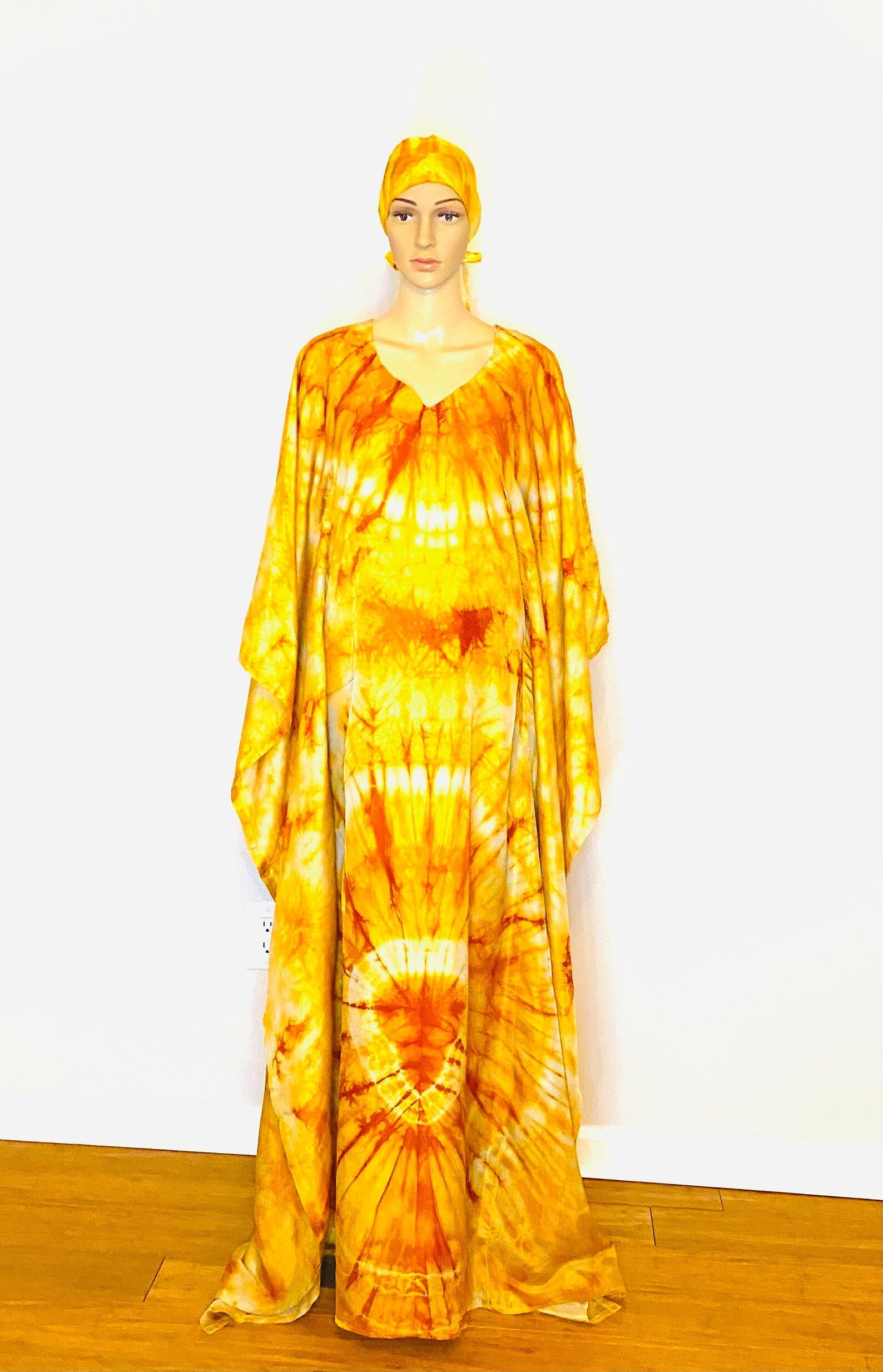 Mary Adire Ankara Long Dress - Yellow
