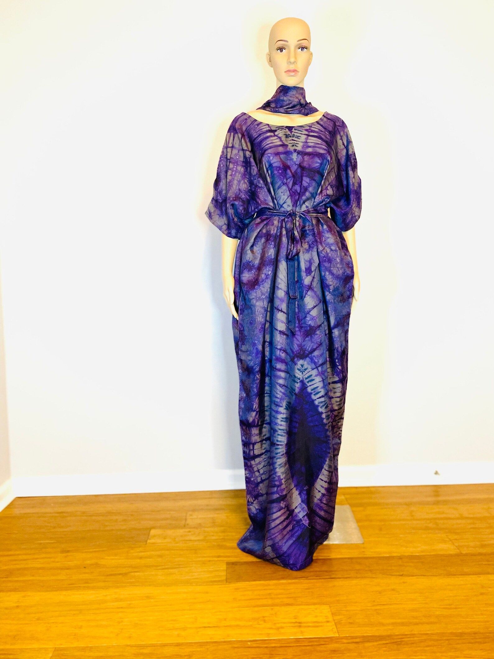 Mary Adire Ankara Long Dress - Purple