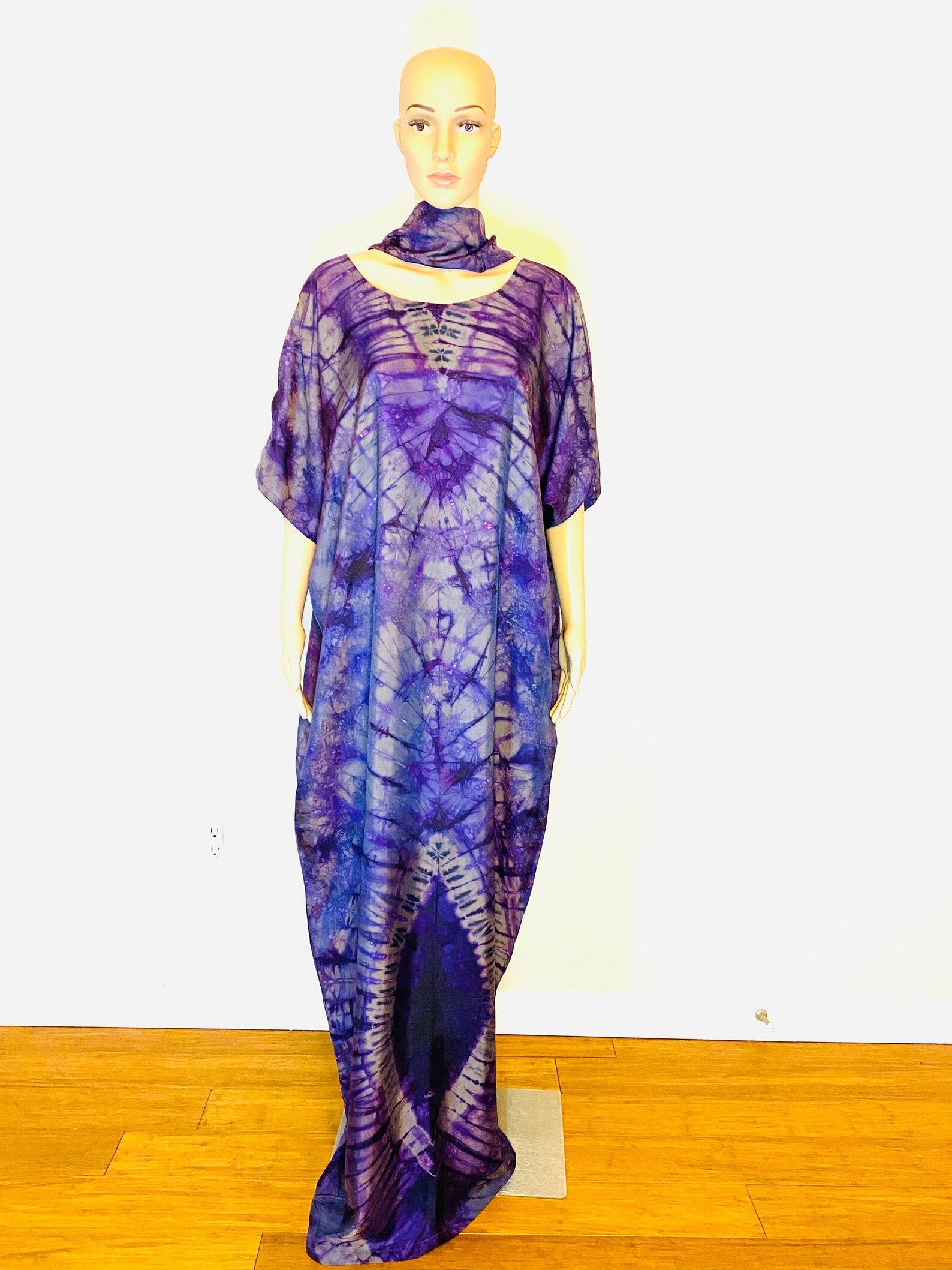 Mary Adire Ankara Long Dress - Purple