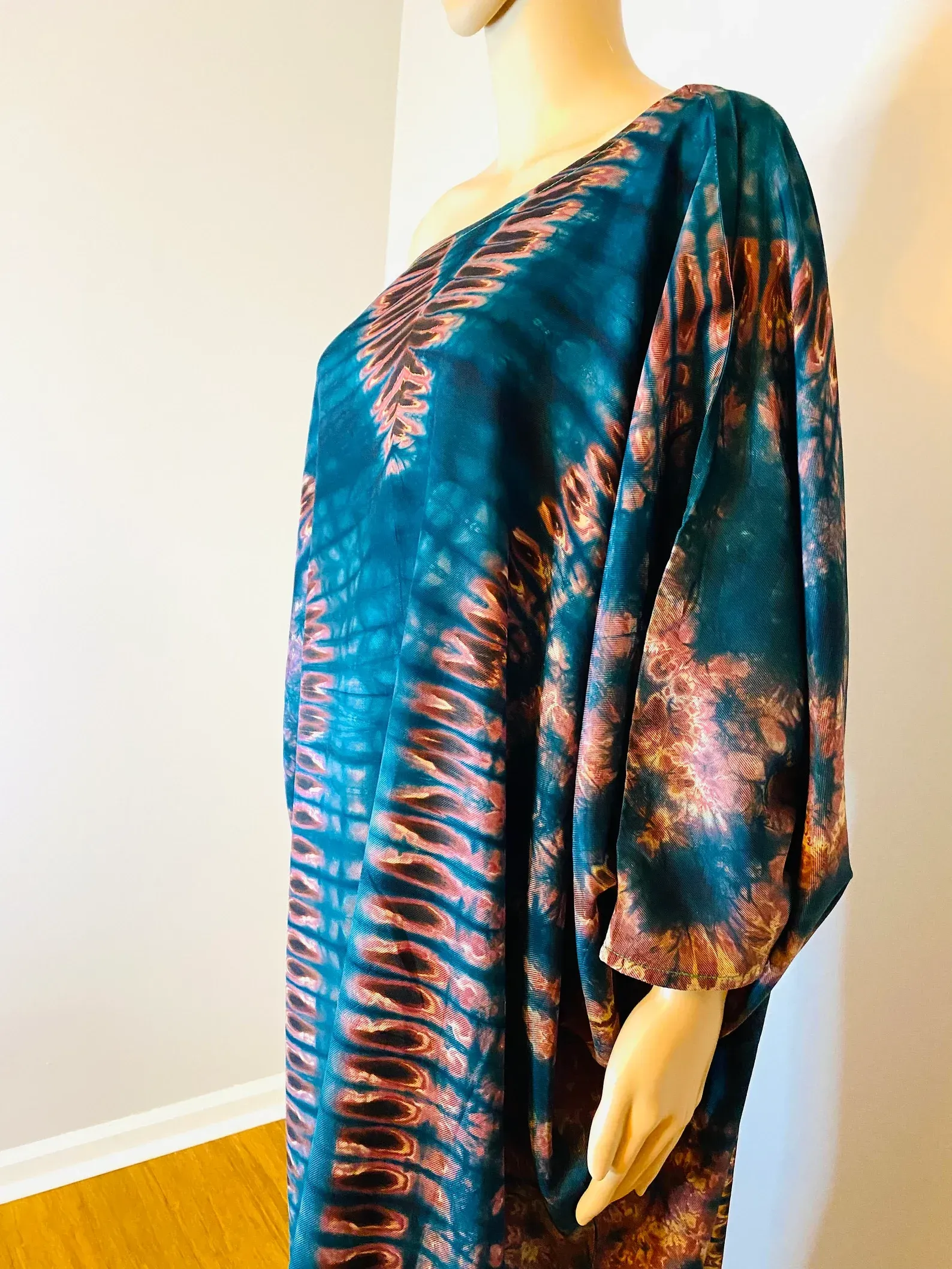 Mary Adire Ankara Long Dress - Blue