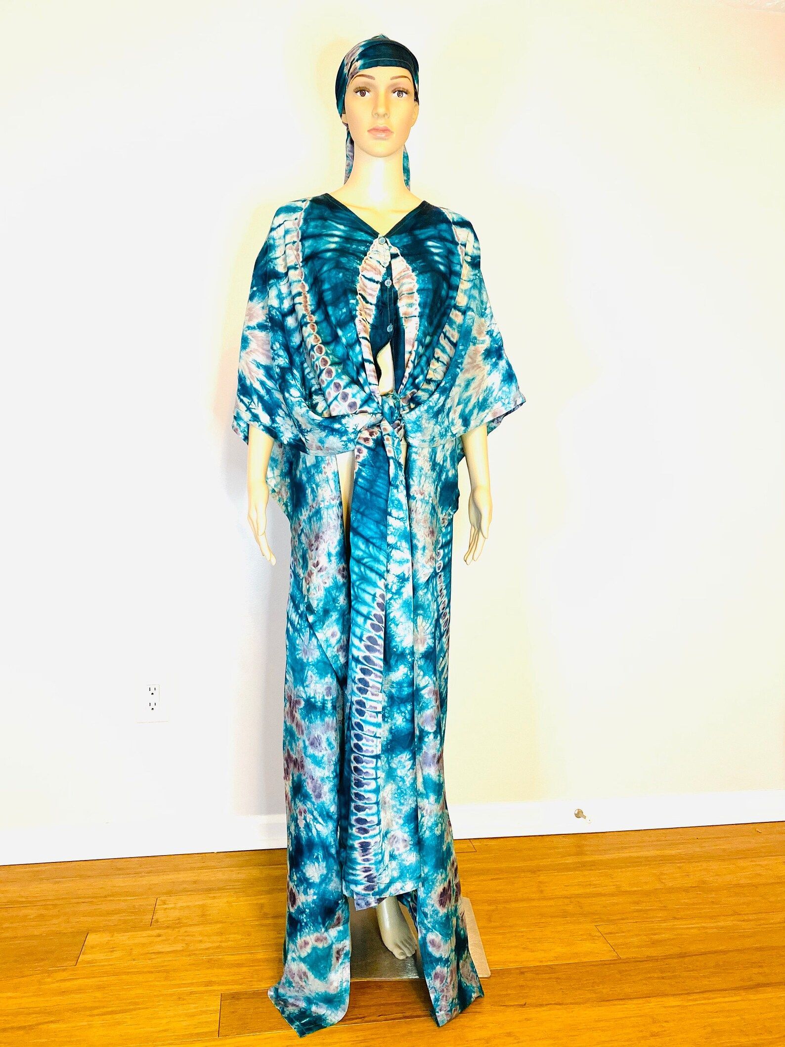 Mary Adire Ankara Long Dress - Green