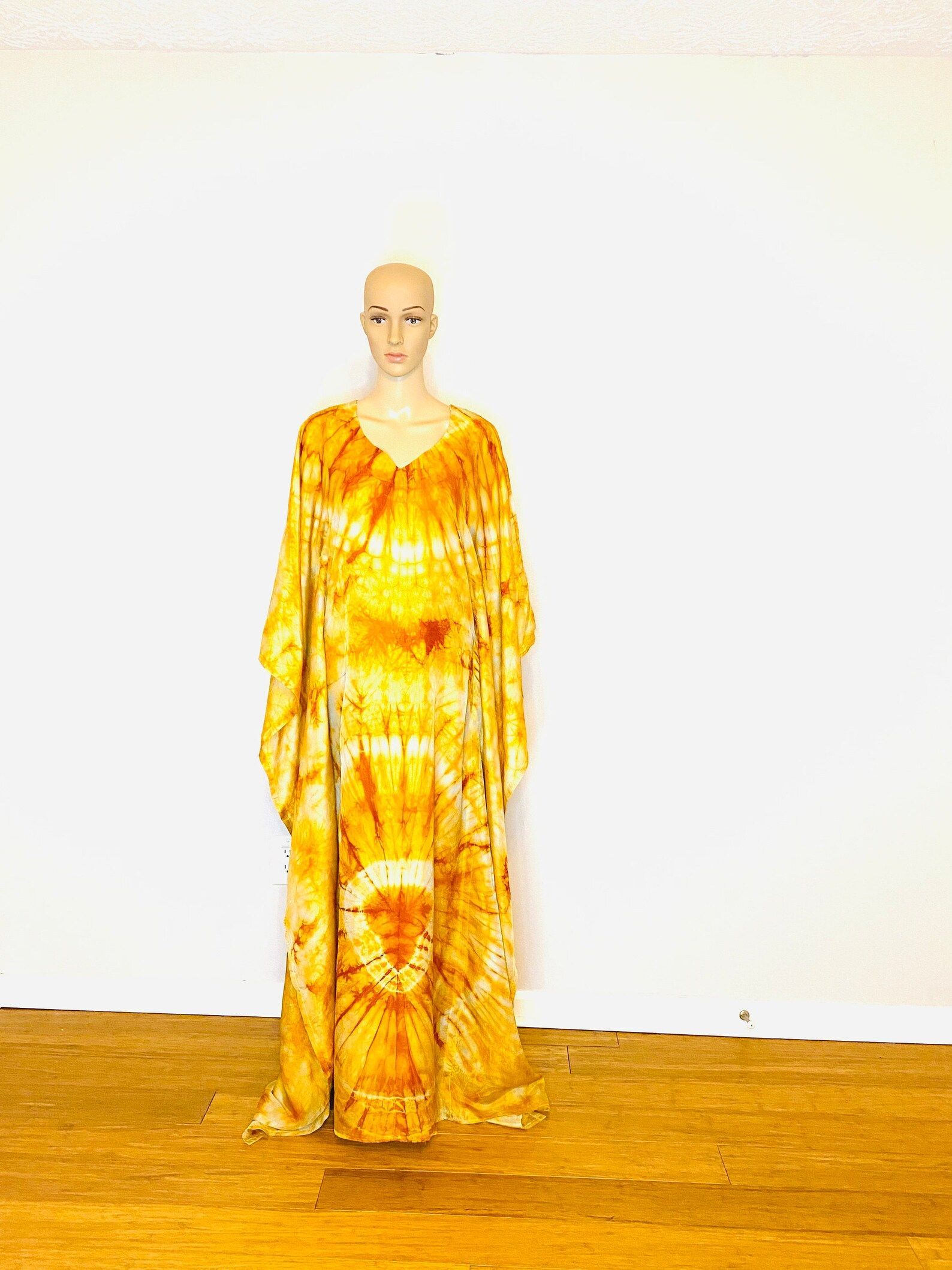 Mary Adire Ankara Long Dress - Yellow