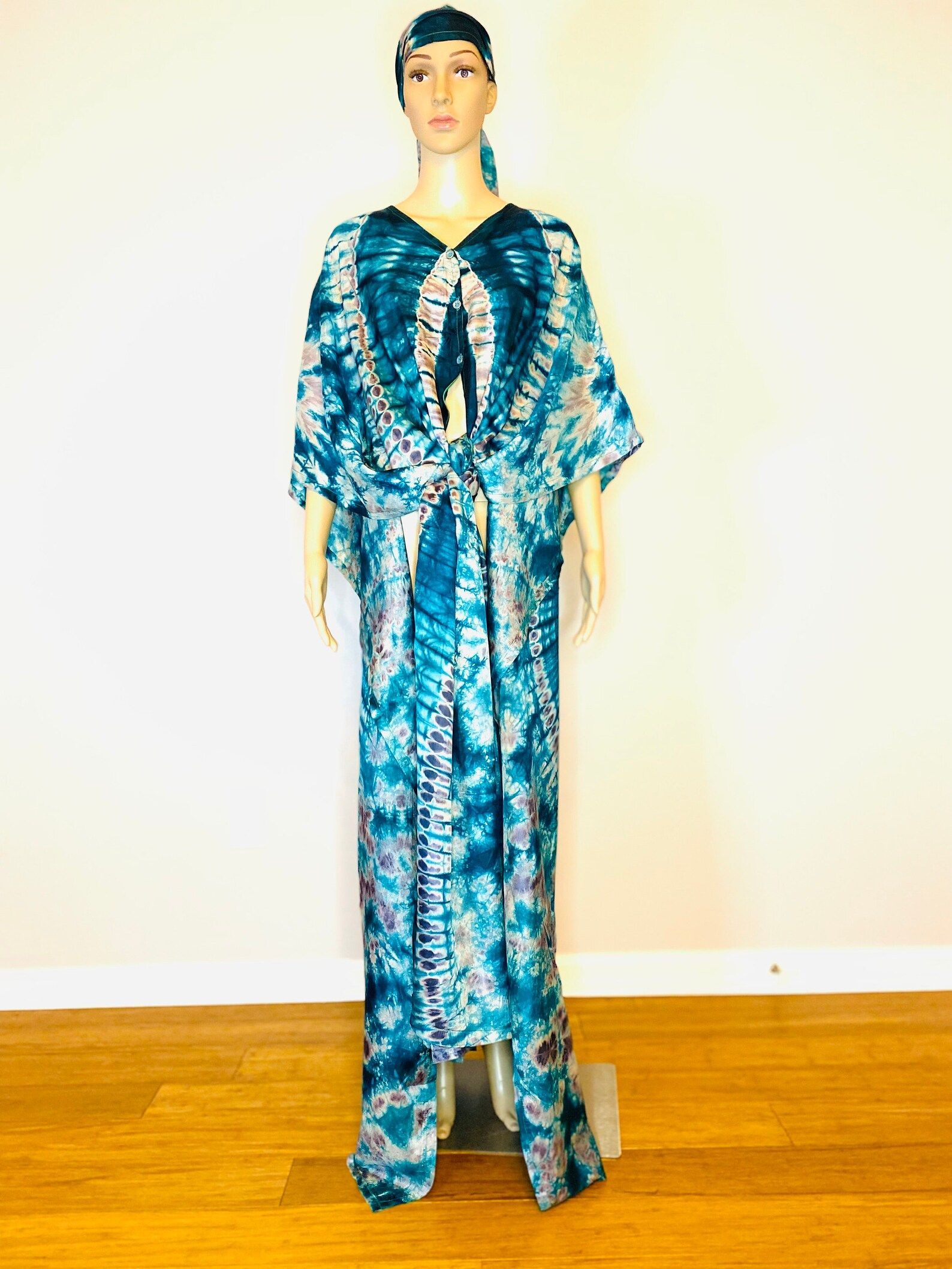 Mary Adire Ankara Long Dress - Green